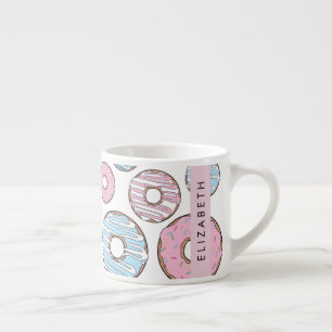 Roze Donuts, Blauwe Donuts, Sprinkles, Jouw naam Espresso Kop