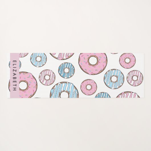Roze Donuts, Blauwe Donuts, Sprinkles, Jouw naam Yogamat (Achterkant (horizontaal))