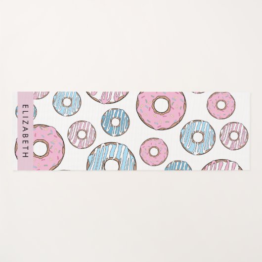 Roze Donuts, Blauwe Donuts, Sprinkles, Jouw naam Yogamat (Voorkant (horizontaal))