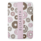 Roze Donuts, Bruine Donuts, Sprinkles, Jouw naam Badmat (Voorkant Verticaal)