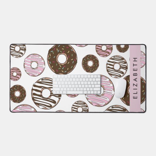 Roze Donuts, Bruine Donuts, Sprinkles, Jouw naam Bureaumat (Keyboard & Muis)