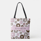 Roze Donuts, Bruine Donuts, Sprinkles, Jouw naam Draagtas (Achterkant)