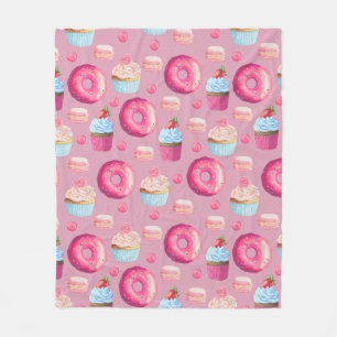Roze Donuts, Cupcakes en Snoepjes Fleece Deken