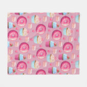 Roze Donuts, Cupcakes en Snoepjes Fleece Deken (Voorkant (Horizontaal))