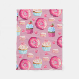 Roze Donuts, Cupcakes en Snoepjes Fleece Deken