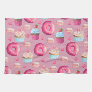 Roze Donuts, Cupcakes en Snoepjes Theedoek