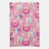 Roze Donuts, Cupcakes en Snoepjes Theedoek (Verticaal)