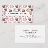Roze Donuts Cupcakes Waterverf Bakery Visitekaartje (Voorkant / Achterkant)