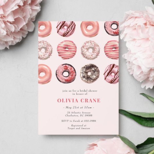 Roze Donuts en Diamanten Bruidsfeest Kaart