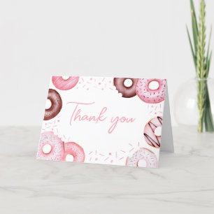 Roze Donuts en Luiers Baby shower Bedankkaart