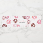 Roze Donuts en Luiers Baby shower Waterfles Etiket (Enkel label)