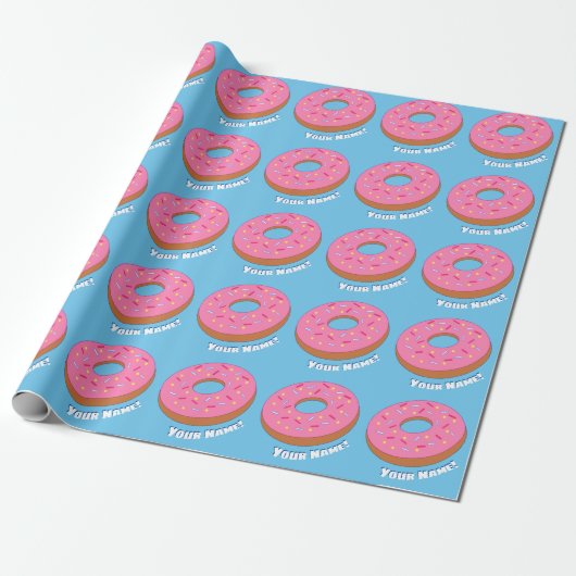 Roze Donuts gepersonaliseerd Toon voedsel - aangep Cadeaupapier (Uitgerold)