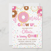 Roze donuts meisjesverjaardagsuitnodiging, uitnodi kaart (Voorkant)