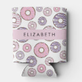 Roze Donuts, Paarse Donuts, Sprinkles, Jouw naam Blikjeskoeler (Achterkant)