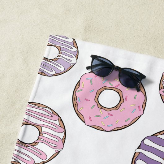 Roze Donuts, Paarse Donuts, Sprinkles, Jouw naam Strandlaken (In situ)