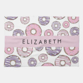 Roze Donuts, Paarse Donuts, Sprinkles, Jouw naam Theedoek (Horizontaal)