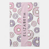 Roze Donuts, Paarse Donuts, Sprinkles, Jouw naam Theedoek (Verticaal)