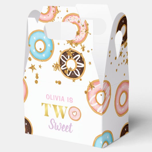 Roze Donuts Twee zoete tweede verjaardag Bedankdoosjes (Geopend)
