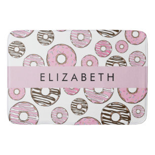 Roze Donuts, Witte Donuts, Sprinkles, Jouw naam Badmat