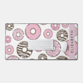 Roze Donuts, Witte Donuts, Sprinkles, Jouw naam Bureaumat (Keyboard & Muis)