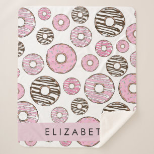 Roze Donuts, Witte Donuts, Sprinkles, Jouw naam Sherpa Deken