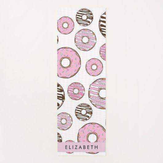 Roze Donuts, Witte Donuts, Sprinkles, Jouw naam Yogamat (Voorkant)