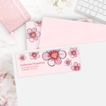 Roze Doodle Bloem Baby Shower Retouradres
