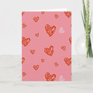 Roze Doodle Harten Liefde Kaart
