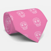 Roze doodle schedel stropdas (Opgerold)
