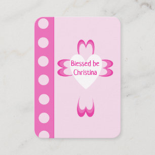 Roze Doop Heilige Gebedskaart voor Meisjes Contactkaartje