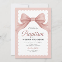 Roze Doop Uitnodiging met Elegante Boog en Klasse