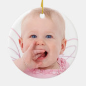 Roze Doopkruis in Crest Roos Goud Meisje Foto Keramisch Ornament (Achterkant)