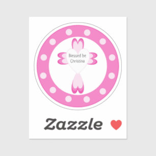 Roze doopstickers voor meisjes sticker