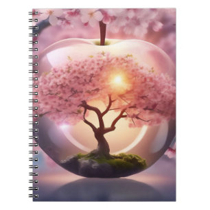 Roze Doorschijnende Apple met de Scène van de Appe Notitieboek