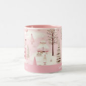 Roze Dorp Winter Kerstmis Mok (Center)