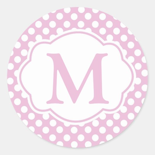 Roze Dotty Polka Dots Ronde Stickers (Voorkant)