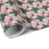 Roze Double Hibiscus Floral Cadeaupapier (Rol Hoek)