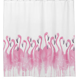 Roze douchegordijn met Flamingo