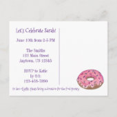 Roze Doughnut Donut Birthday Party Invitation Uitnodiging Briefkaart (Achterkant)