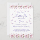 Roze draaien van een onze kleine vlinder 1e verjaa kaart (Voorkant)