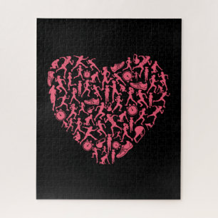 Roze draaiende Silhouette Heart - Vrouwenloper Legpuzzel