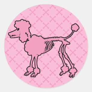 Roze draaieuwskelet ronde sticker