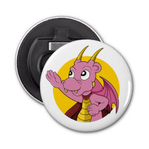 Roze draak-cartoon button flesopener