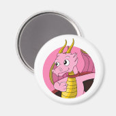 Roze draak-cartoon magneet (Voorkant / Achterkant)