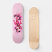 Roze draak en bloesems skateboard (Voorkant)