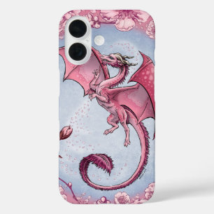 Roze draak van de Natuur van de lente Fantasy Art iPhone 16 Hoesje