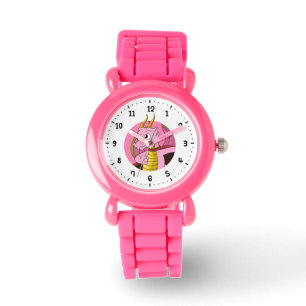 Roze dragon cartoon watch horloge