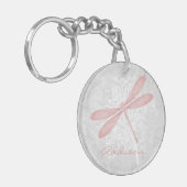 Roze Dragonfly Aangepaste Sleutelhanger (Voorkant Links)