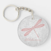 Roze Dragonfly Aangepaste Sleutelhanger (Voorkant)