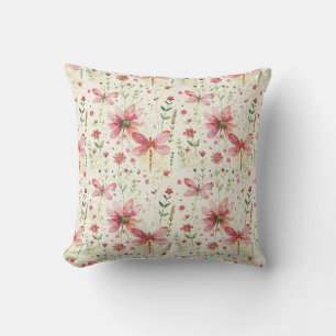 Roze Dragonfly Floral Sierkussen Home Decor